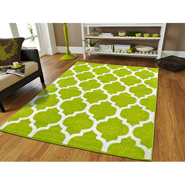 Large 8x11 Rug Luxury Morrocan Trellis Rugs Green and White Rugs with Lines Rugs for Dining Room 8x10 Soft Rugs for Bedrooms Large Rugs for Living Room Cheap 